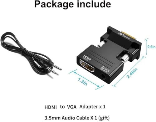 Image of BERLAT HDMI to VGA Adapter Converter, Audio Output Computer Set-top Box Connector Dongle for Laptop, PC, Monitor, Projector, HDTV, Chromebook, Roku, Xbox -3.5mm Stereo Cable Included