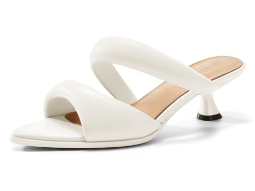 Coutgo Womens Kitten Heels Mules Pointed Open Toe Sandals Double Strap Slip on Prom Dress Shoes