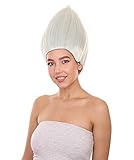 HPO Adult Unisex Silver Color Straight Cosplay Halloween Troll Wig, Synthetic Soft Fiber Hair, Perfect for your next Festival and Group Anime Party!