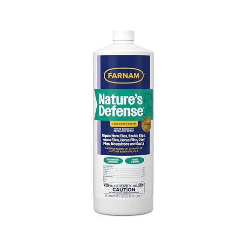 Farnam Natures Defense Concentrate Water-Based Botanical Fly Repellent Spray for Horses Ideal for Sensitive Skin 32 oz
