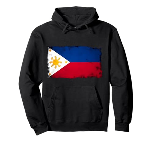 Bandiera Vintage Delle Filippine Distressed Orgoglioso Filippino Rancore Felpa con Cappuccio
