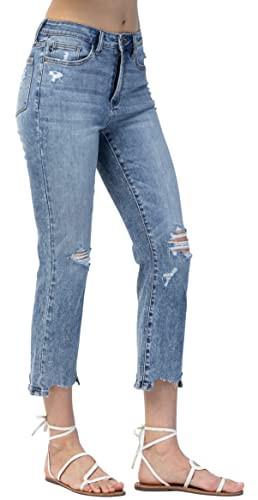 Judy Blue Women's High Waist Chew Hem Bootcut Jeans3