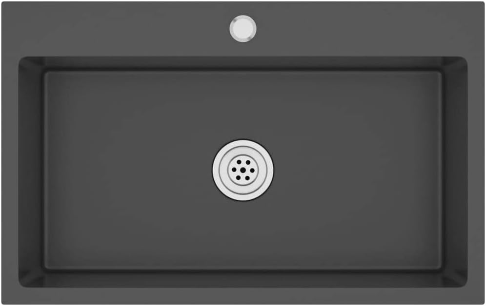 Kitchen Sink Drop-in Tight Stainless Steel Undermount/Flush Mount/Drop In Handmade Kitchen Sink Single Bowl with Faucet Hole, Black 27.6" x 17.3" x 7.9"