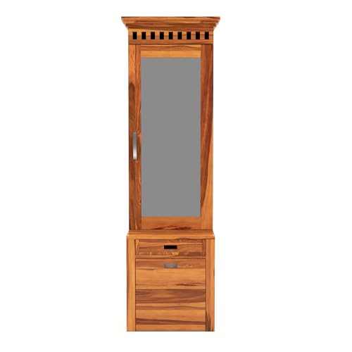 Image of Triventix Handicraft Sheesham Wood Dressing Table with 1 Drawer and 1 Cushioned Stool for Living Room Bedroom Wooden Vanities for Home Solid Wood Bedroom Furniture (Natural)