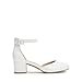 DREAM PAIRS Women's Closed Round Toe Low Block Heels Ankle Strap Chunky Heel Pumps Dress Wedding Office Party Shoes,Size 8,White,DWUMPU2546
