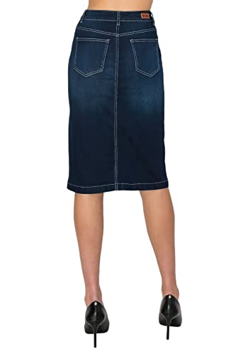 Fashion2Love Women's Juniors/Plus Size Middle - Length Stretch Denim Pencil Skirt (77247)3
