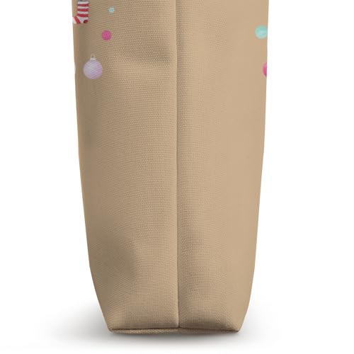 Bolso tote navideño con flamingos cantando 'Fa La La La Mingo', diseño festivo con gorros de Papá Noel y astas de reno miniatura 3