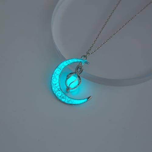 Fantasy Glow in the Dark Crescent Moon Necklaces - Jewelry Charms Pendants for Women - Fairy, witches, Space Necklace2