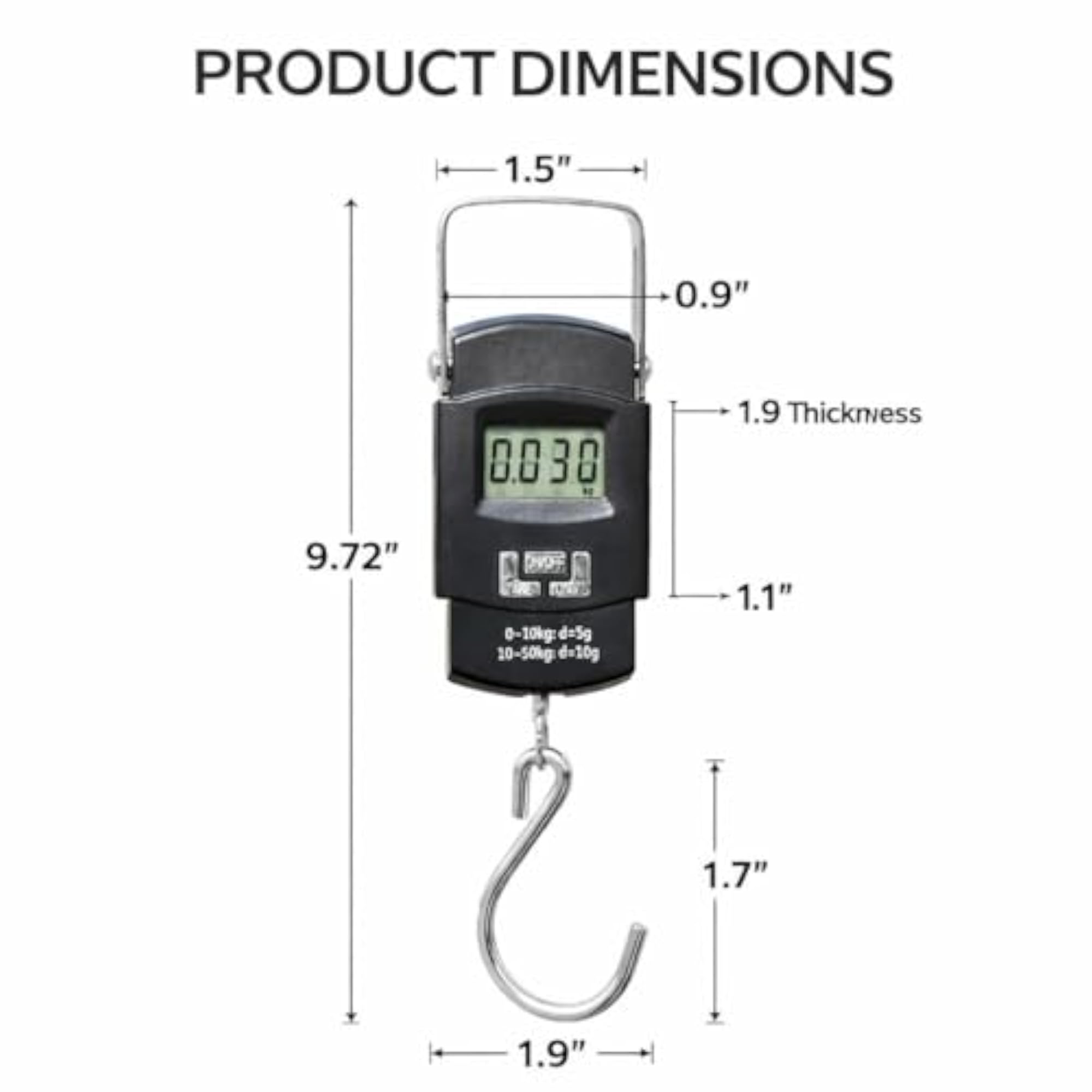 Digital Hanging Luggage Scale with LCD Display, 50kg Capacity