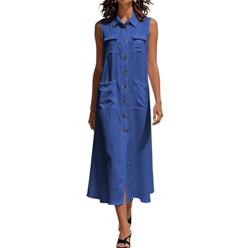 Robe d'été sans manches confortable avec poches pratiques