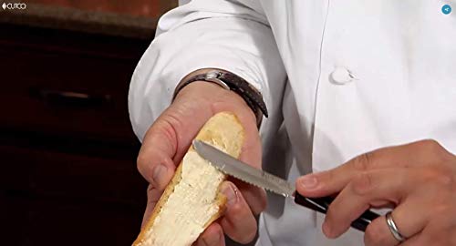 Cutco Table Knives Set of Four with Tray, Four of Cutcos Knife in a Dishwasher-safe Tray, 8.4 Inch Long, 3.4 Inch Double-D Serrated Edge Blades with 5 Inch Classic Brown Handles