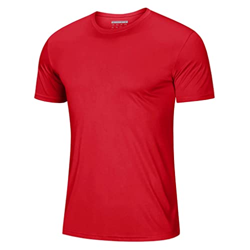 T-shirt rouge tomate uni Dninmim à col rond et manches courtes homme XXL