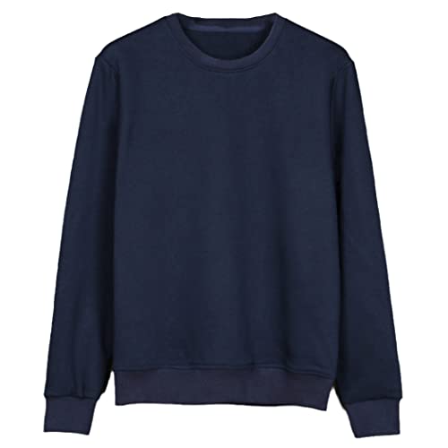 Sweat en coton mercerisé bleu marine pour homme sans capuche haut de gamme XXXL