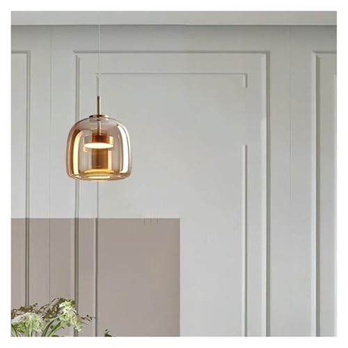 Lustre en verre minimaliste italien en verre soufflé cognac D26cm de haute qualité