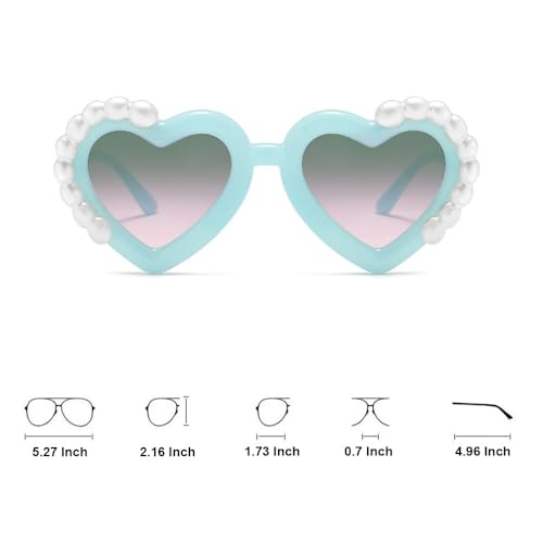 Ridering Toddle Girl Peal Heart Sunglasses,UV 400 Protection for Toddler Party Beach Shades Age 2-82