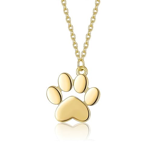 Minimalist Dog Paw Necklace for Women Girls 925 Sterling Silver Hyopallergenic Polished Small Paw Charm Necklace Personalised Puppy Cat Pet Pendant Necklaces Jewelry for Pet Lover