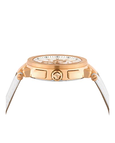 Versace Mystique Chrono Collection Luxury Mens Watch Timepieces with a White Strap and Dial Featuring a Rose Gold Case2