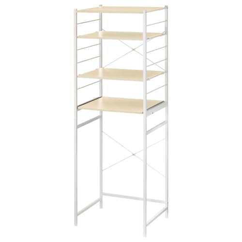 ぼん家具 キッチンラック ゴミ箱上 幅60.8×奥行45.7×高さ171.2cm レンジ台 可動棚 スライドレール付き ナチュラル