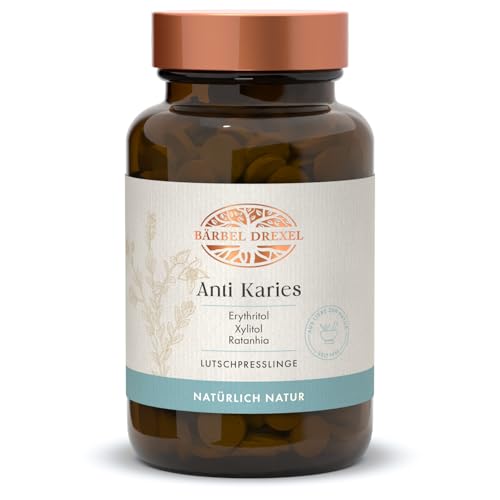 Anti Karies Lutschpastillen mit Ratanhia, Xylit & Erythritol, Frischer Atem, Plaque vorbeugen, Zahnpflege (126 Stk) Zahnbelag reduzieren nach dem Essen ohne Fluorid, Naturheilkunde BÄRBEL DREXEL