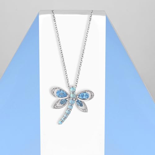 Jewelili Sterling Silver Pendant Necklace for Women | Multi Gemstone and Diamond | 18" Rolo Chain | Luxury Jewelry Gift for Her | Gift Box Included4