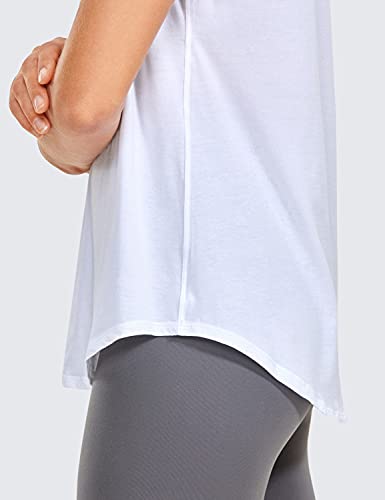 Crz Yoga Women's Pima Cotton Short Sleeve Workout Shirt Yoga T-Shirt Athletic Tee Top White X-Large #TOP3