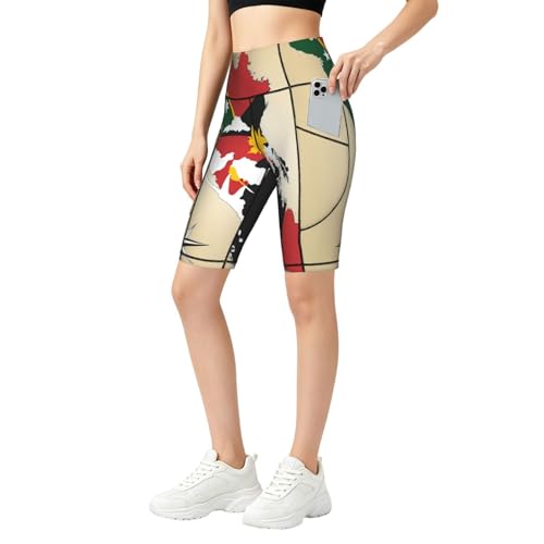 Short de sport taille haute mi-cuisse anti-frottement avec poches Map02