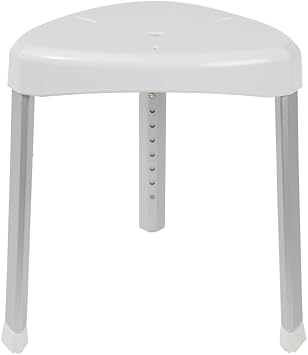 VMS Shower Stool - 300 lbs Capacity, Height Adjustable, Non-Slip Feet, Tool-Free Assembly, TAA Compliant