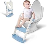 Toilettensitz Kinder mit Treppe, Kinder WC Sitz Toilette Toilettentrainer für Kleinkinder Jungen und Mädchen, Höhenverstellbar und Klappbar, Tritthocker für Kinder