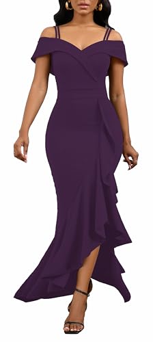 Image of FairyLove Women's One Shoulder Sleeveless Formal Ruched Bodycon Fashion Dress Belted Cocktail Dresses