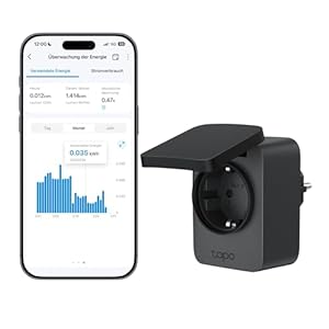 Tapo P410M WLAN Outdoor Steckdose, Smart Home Plug mit Stromzähler, IP54, funktioniert mit Alexa, Google Assistant, Siri, SmartThings & Matter, Fernsteuerung, Zeitplan, 2, 4 GHz WLAN, 3680W/16A