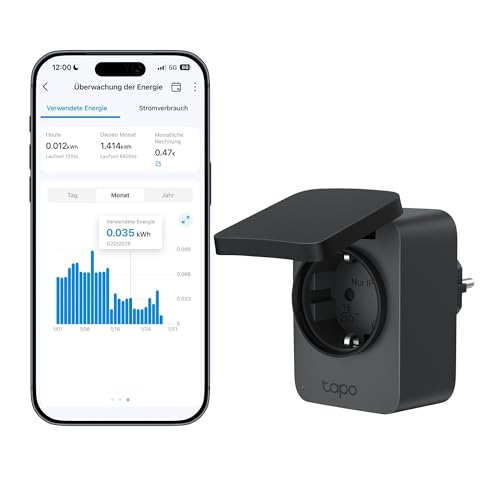 Tapo P410M WLAN Outdoor Steckdose, Smart Home Plug mit Stromzähler, IP54, funktioniert mit Alexa, Google Assistant, Siri, SmartThings & Matter, Fernsteuerung, Zeitplan, 2,4 GHz WLAN, 3680W/16A