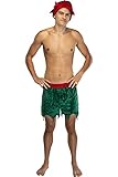 INTIMO Mens' Elf Boxer Shorts w/Hat Crushed Velvet Underwear (Large) Green