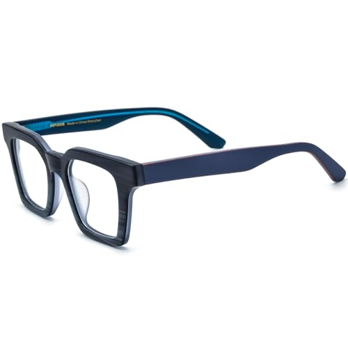 Image of HEPIDEM Matte Multicolor Acetate Glasses Frame Men Vintage Square Eyeglasses Optical Spectacles 9289