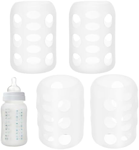 SAFIGLE 4 Adet Silikon Bebek Biberon Kılıfı, Bardak Koruyucu - Kaymaz, Darbeye Dayanıklı Biberon Kılıfı, Bebek Besleme Ve Kreş Kullanımı İçin - Görsel 1