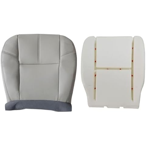 FZJDSD 2PC Gray Driver Side Bottom Replacement Leather Seat Cover & Seat Foam Cushion Compatible with Chevy Silverado Tahoe Avalanche Suburban GMC Sierra Yukon 2007 2008 2009 2010 2011 2012 2013 2014 Cover