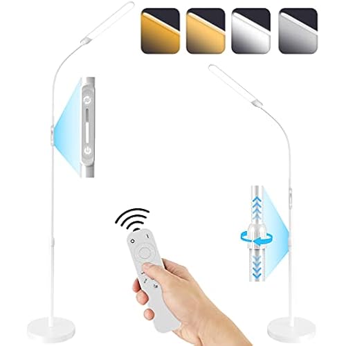 NXONE Led Floor Lamp,Modern Reading Adjustable Standing Height 4 Colors and Stepless Brightness Work Lamp for Living Room Bedroom Reading, White