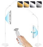 NXONE Led Floor Lamp,Modern Reading Adjustable Standing Height 4 Colors and Stepless Brightness Work Lamp for Living Room Bedroom Reading, White