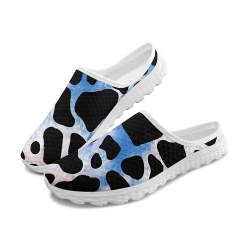 FOR U DESIGNS Women's Slip on Mules Lightweight Comfortable Breathable Open Back Flats for Casual Walking Summer Shoes