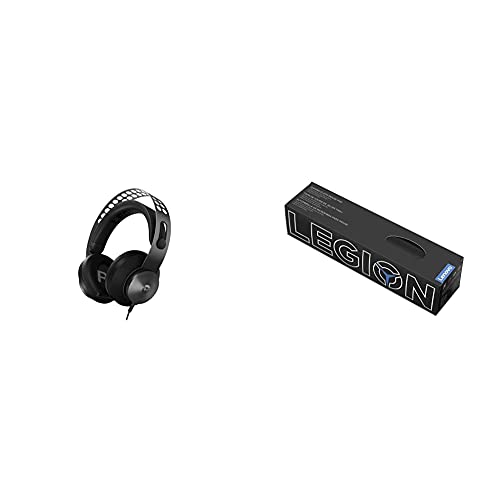 Lenovo Legion H500 PRO 7.1 Surround Sound Gaming Headset, Noise-Cancelling Mic, Memory Foam & PU Leather Earcups, Black & Legion Gaming Mouse Mat, for Lenovo Legion Y720, Y520, Y530 Gaming Laptops