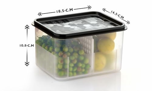 Image of Xiran Fridge Storage Containers, Storage Box for Kitchen, Refrigerator Organizer Containers, Kitchen Storage Box, 2 Partition, Fridge Storage Boxes, Pantry Organization (Pack of 6, 2300Ml)