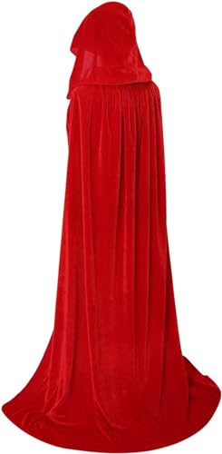Unisex Hooded Cloak Full Long Velvet Cape for Halloween Cosplay Costumes