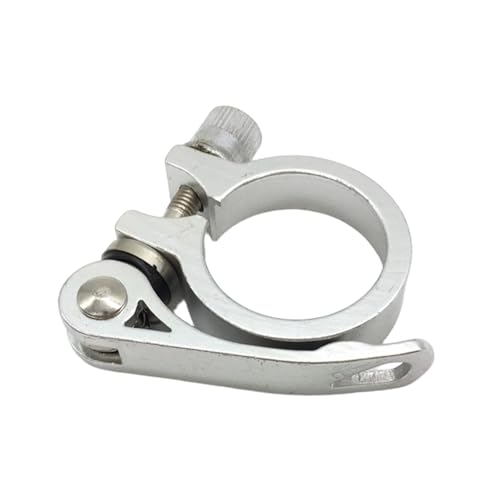 Menolana Bike Seat Post Clamp Bicycle Seatpost Clamp Aluminum Alloy Spare Parts Inner Diameter 38mm Quick Release for Mountain Bikes, Silver