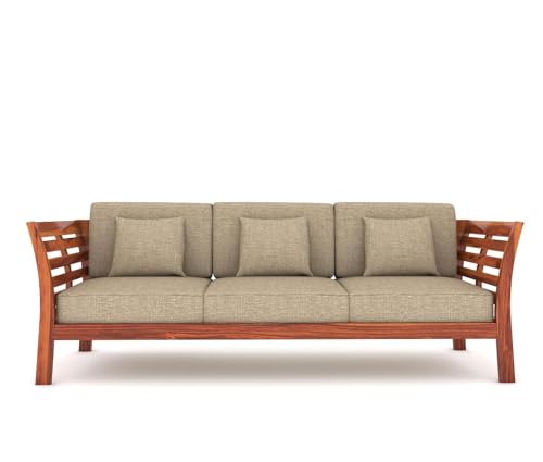 Image of Sheesham Solid Wood 7 Seater Sofa Set for Living Room(7 Seater) (Teak 1)