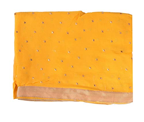 Image of YOUTHQUAKE Women's Golden Printed Chiffon Dupatta With Four Side Golden Lace