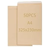 TAICHEUT Selbstklebende Kraftpapier-Umschläge, A4/C4, ohne Fenster, haftklebend, für Büro, Zuhause, 50 Stück (325 x 230 mm)