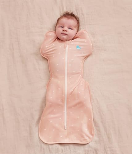 Image of Love To Dream Swaddle UP, Baby Sleep Sack, Twin Zipper For Easy Diaper Changes, Arms UP Position, Hip-Healthy, Lightweight & Breathable, Moderates Temperatures 24-27C, Small 1-3 Months, Heart Blush