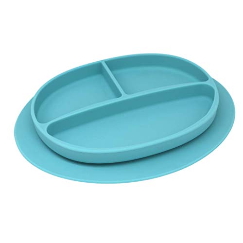 Image of Kcuina Silicone Suction Plate for Babies and Toddlers - Unbreakable, First Stage, Non-Toxic, BPA-Free, Turquoise