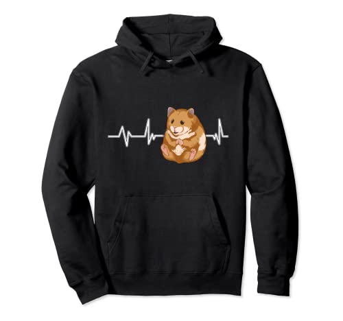 Hammy Hamster Heartbeat EKG Heart Rate Hamsters Pullover Hoodie, Black