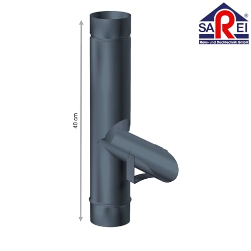 SAREI Regenrohrklappe für Dachrinne, anthrazit, Fallrohrklappe aus Aluminium, Regenwasserklappe, Wasser sparen, Regen nutzen, 100 mm Nennweite