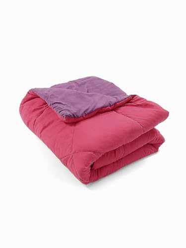 Image of Monte Carlo Polyester Comforter Single Bed | 200 GSM Lightweight & Reversible | Soft Quilt for Mild Winter | Easy Care All Season Comforter (Pink /Purple) | 59 x 87 Inches